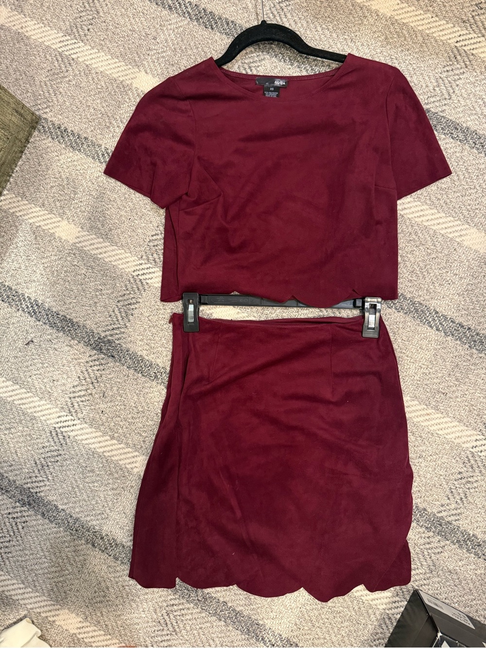 Aqua Burgundy Two-Piece Mini Dress Set